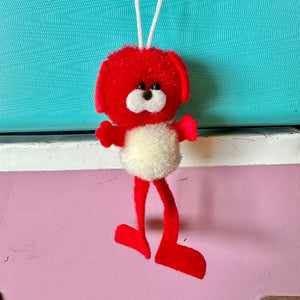 Vintage Japan Pom Pom Animal Mascot Charm - Long Legs Dog
