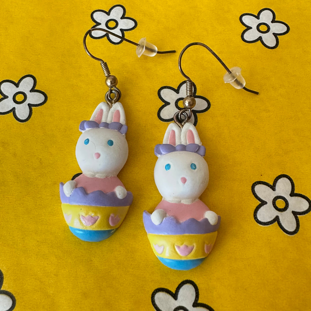 1990s Vintage Pastel Bunny Earrings