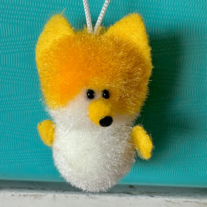 Vintage Japan Pom Pom Animal Mascot Charm - Fox