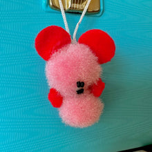 Load image into Gallery viewer, Vintage Japan Pom Pom Animal Mascot Charm - Pink Mouse
