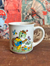 Load image into Gallery viewer, 1970s Vintage Turtle Coffee Mug Stoneware Psychedelic Flower Power Ukelele
