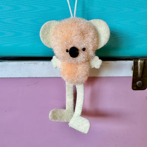 Vintage Japan Pom Pom Animal Mascot Charm - Long Legs Koala
